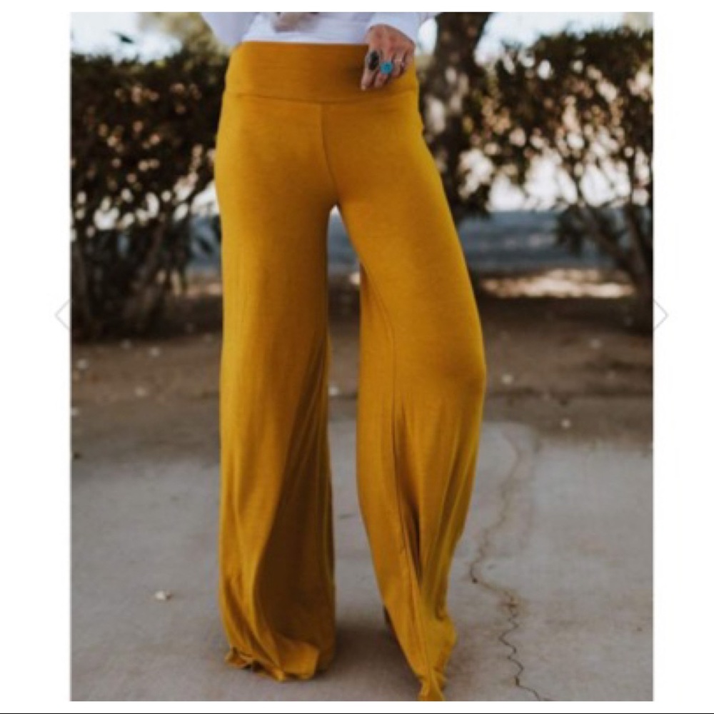 MUSTARD FABULOUS WIDE LEG PANTS - Picture 3 of 4